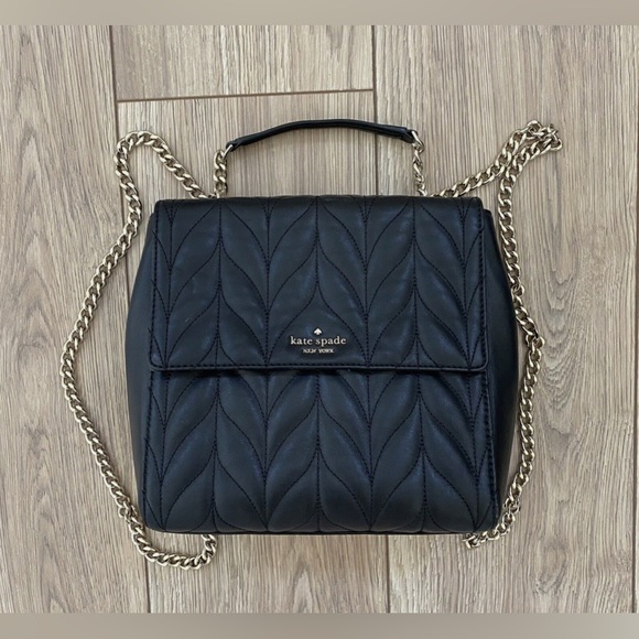 Kate Spade Brayden Briar Lane Quilted Black Leather Backpack Crossbody EUC $498 - Picture 11 of 16